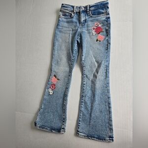 Gymboree Light Blue Flare Jeans with Floral Embroidery Girls 8 Nwot